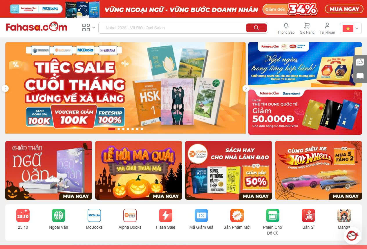 Săn sale Black Friday trực tuyến tại Fahasa.com