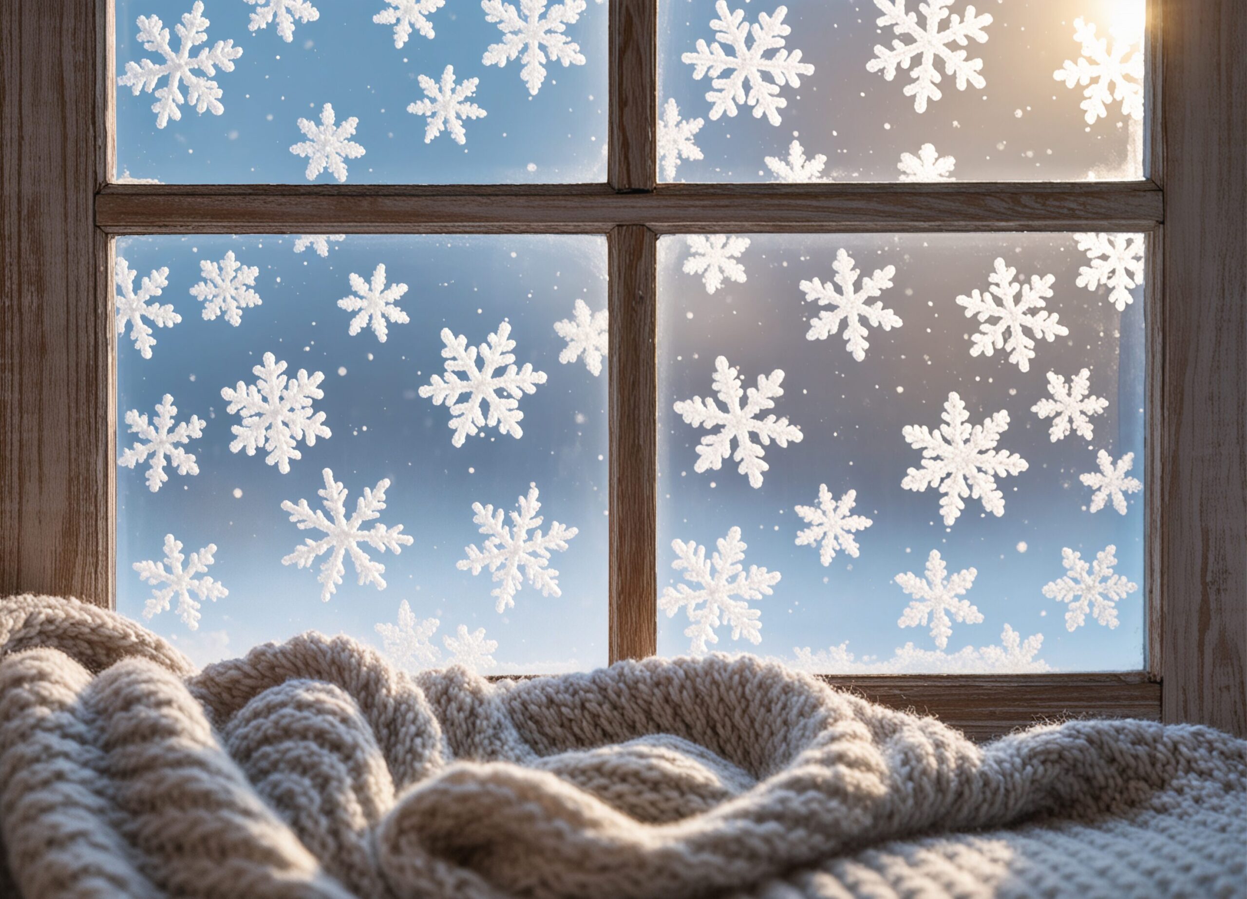 10+ Ý tưởng trang trí Noel cửa kính đẹp, đơn giản và dễ thực hiện: Mô phỏng ô cửa sổ mùa đông bằng decal