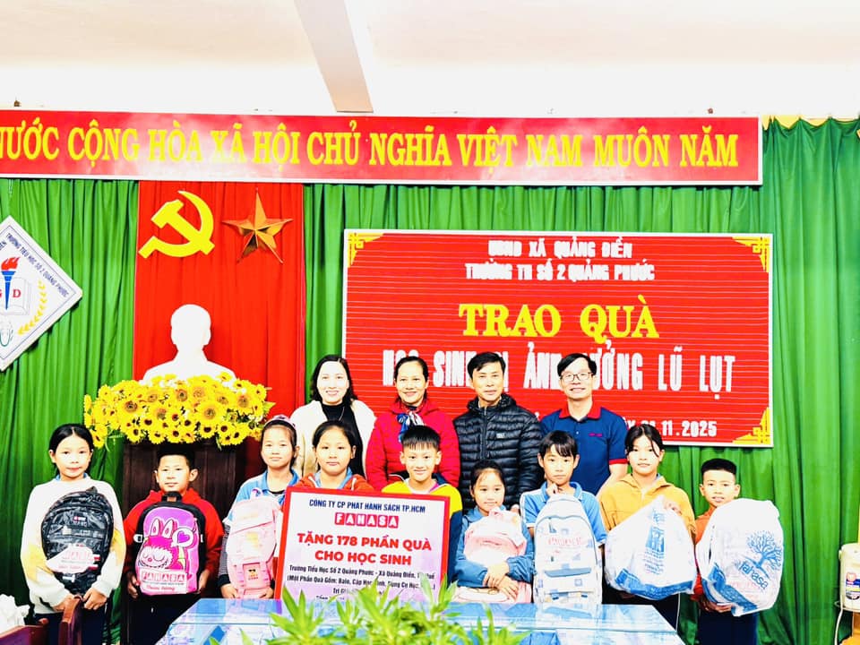 Công Ty FAHASA Trao 390 Phần Quà Đến Học Sinh Vùng Lũ Quảng Điền: Trường Tiểu Học Số 1 Quảng An - Xã Quảng Điền, TP.Huế