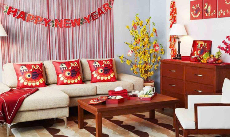 Trang trí phòng khách với hoa mai, hoa đào Trang trí phòng khách với hoa mai, hoa đào