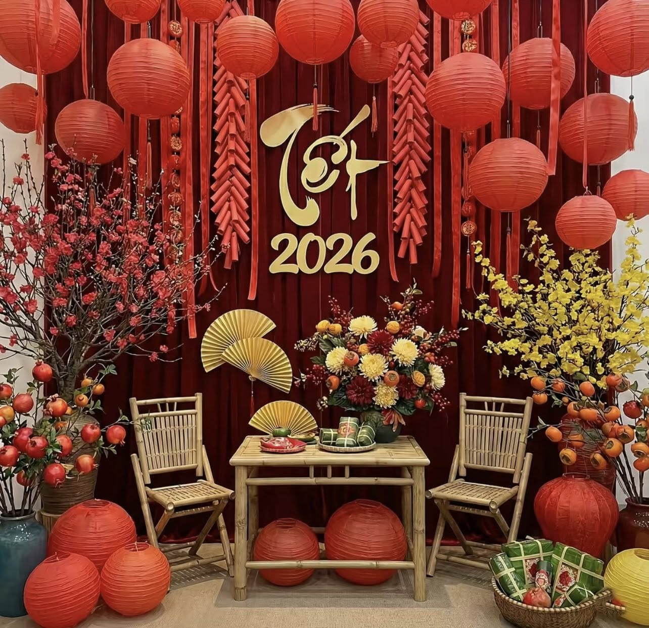 combo góc check-in Tết quán cafe