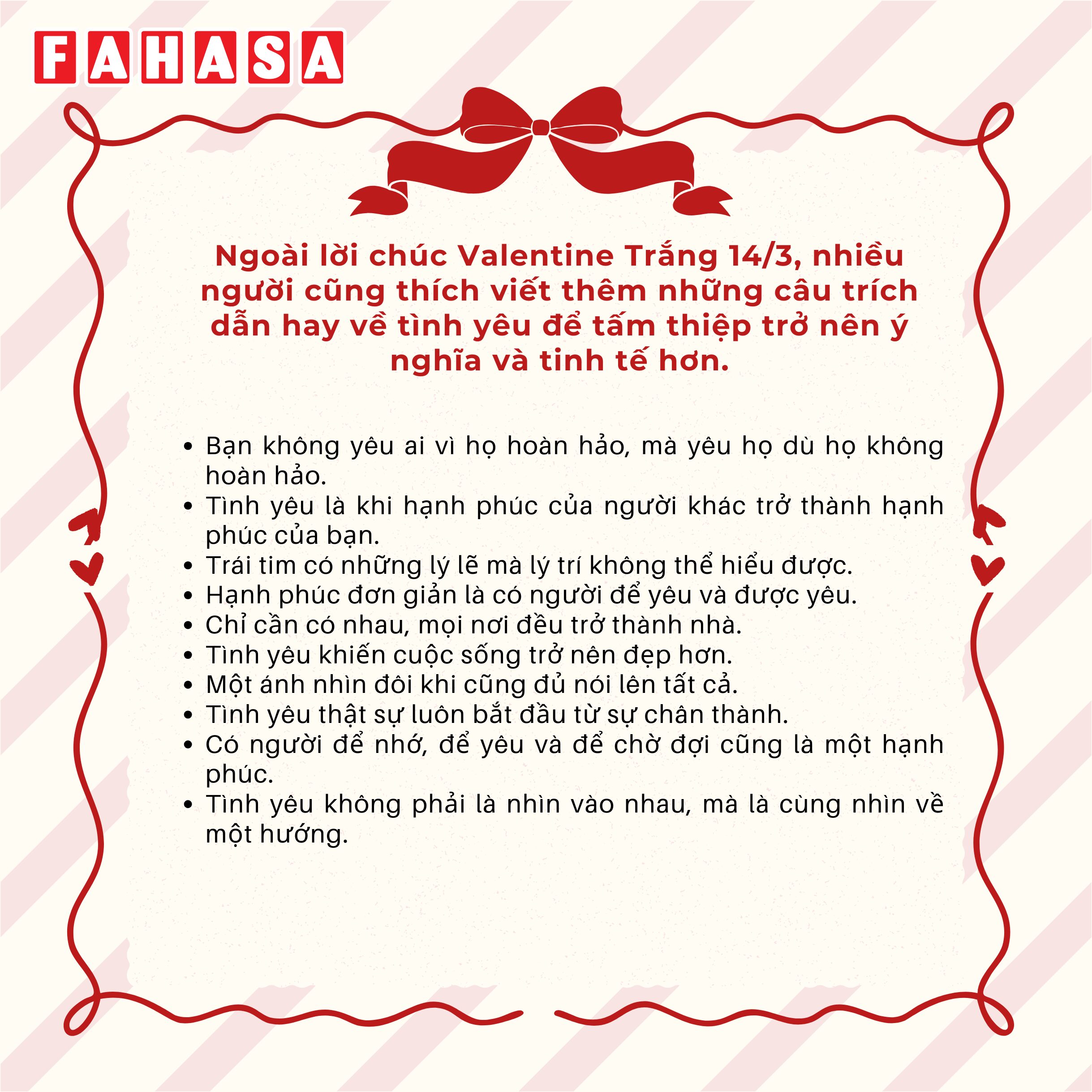Những câu trích dẫn tình yêu hay để viết thiệp Valentine Trắng 14/3