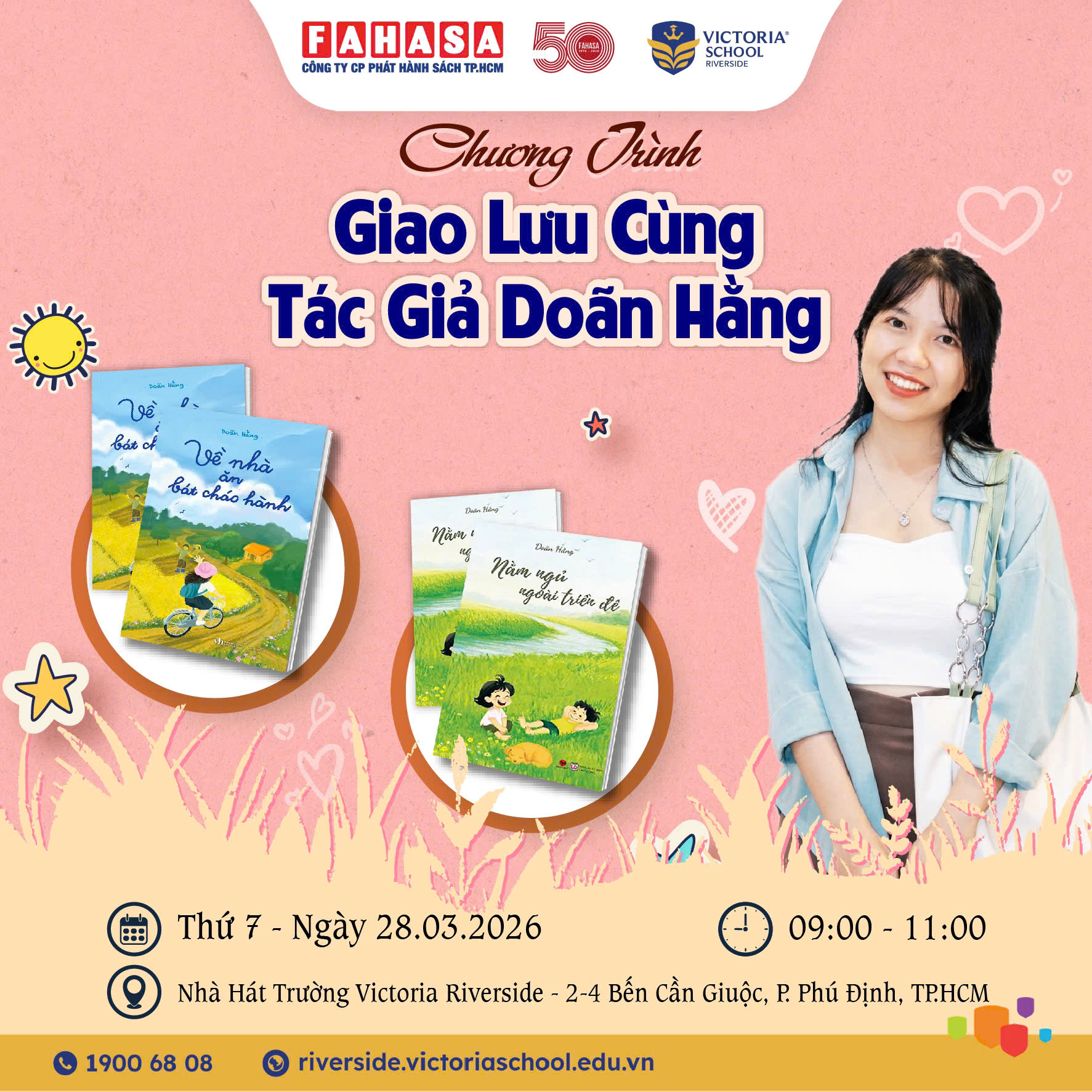 FAHASA tổ chức buổi giao lưu “Từ trang sách đến ước mơ” cùng tác giả Doãn Hằng tại Nhà hát trường Victoria Riverside.