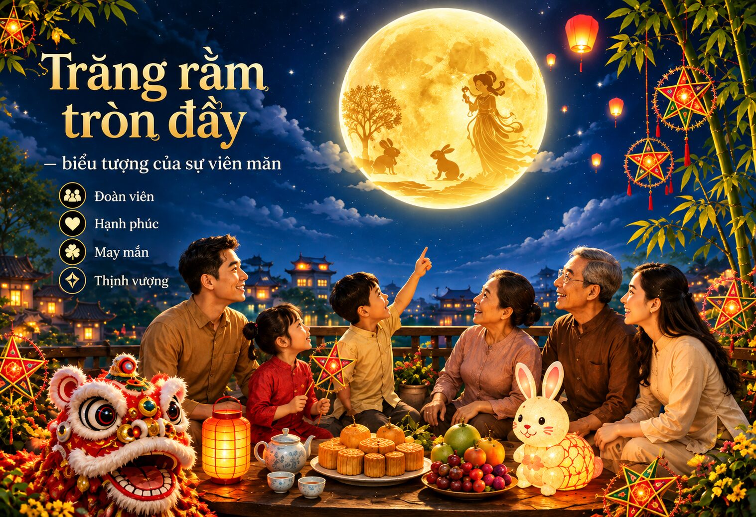 Trung Thu là dịp cả gia đình quây quần bên mâm cỗ Trung Thu là dịp cả gia đình quây quần bên mâm cỗ