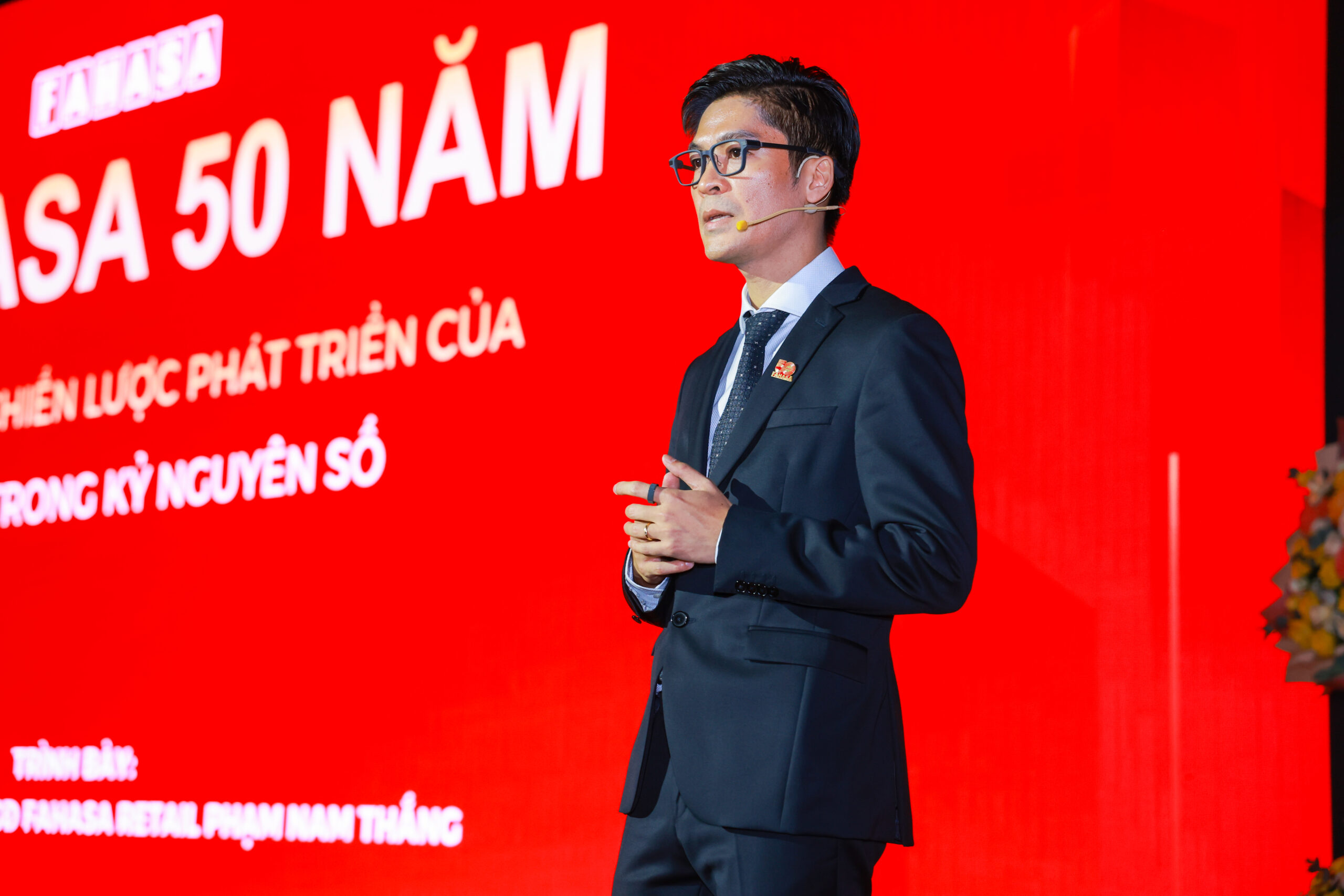 Ông Phạm Nam Thắng – Phó Chủ tịch HĐQT, Tổng Giám đốc Hệ thống Nhà sách FAHASA, FAHASA RETAIL. Bài phát biểu có chủ đề : FAHASA trong kỷ nguyên số và tầm nhìn đến 2035.