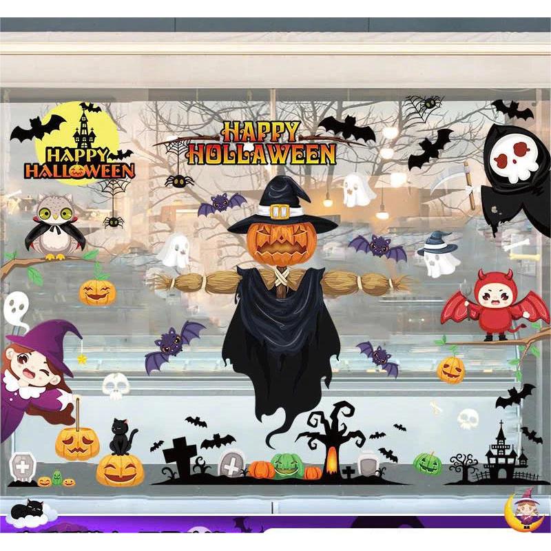 Trang trí Halloween tủ kính bằng decal